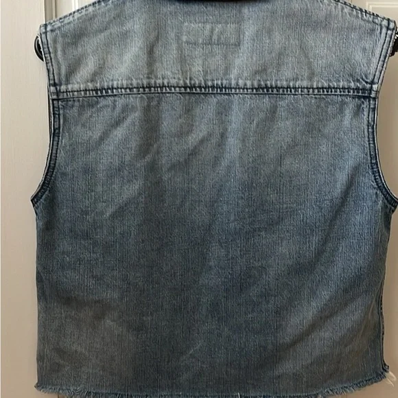 7 For All Mankind Blue Denim Vest Timeless Design - Picture 2 of 5